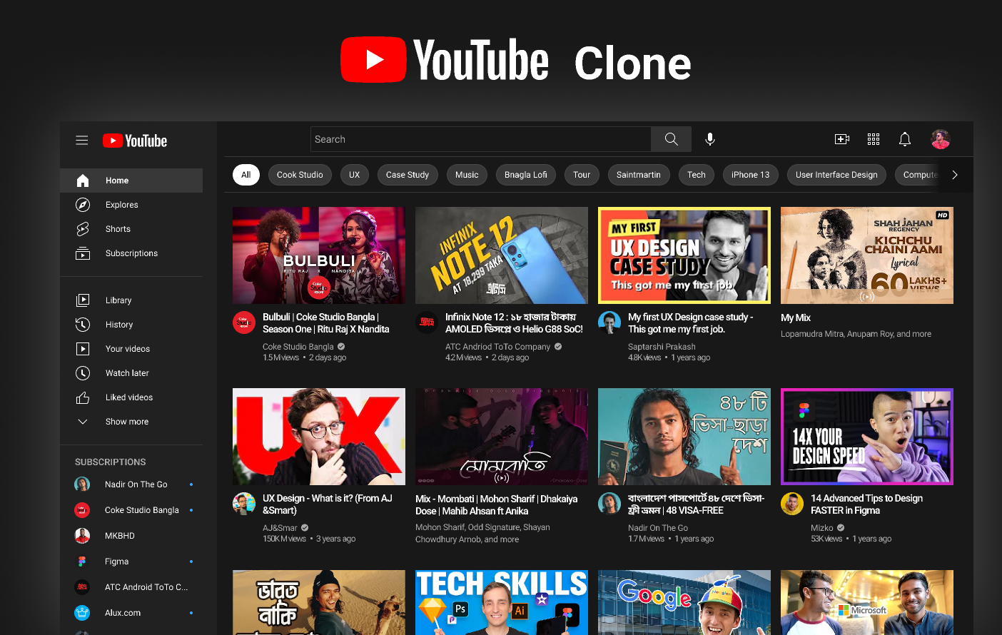 YouTube clone project preview